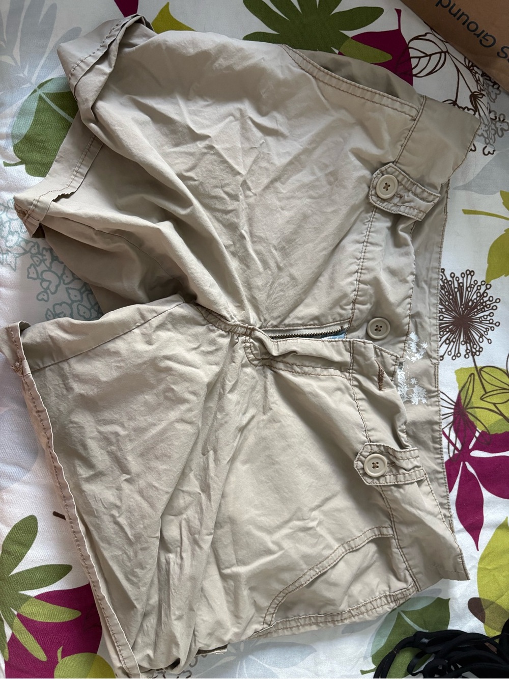 Massimo Khaki Casual Shorts with Floral Waistband